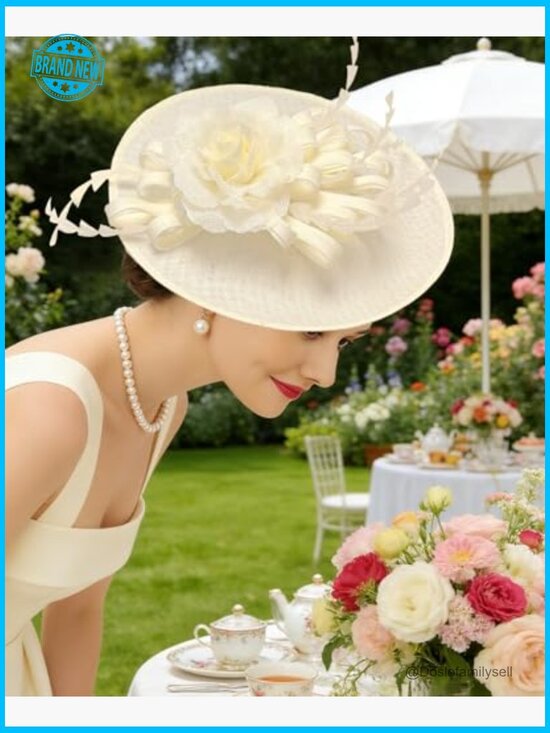 Fascinator Hat Headpiece Elegant Vintage Feather Derby Tea Party Church main image 5